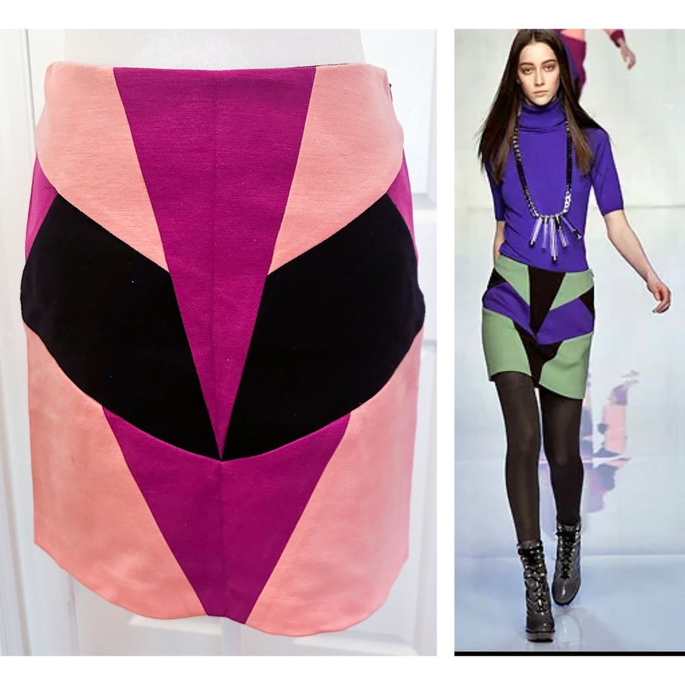 PUCCI Runway Skirt / 36 sz 4 XS S / NWOT / Wool Jersey / Lined / Rare! Pink Y2K
